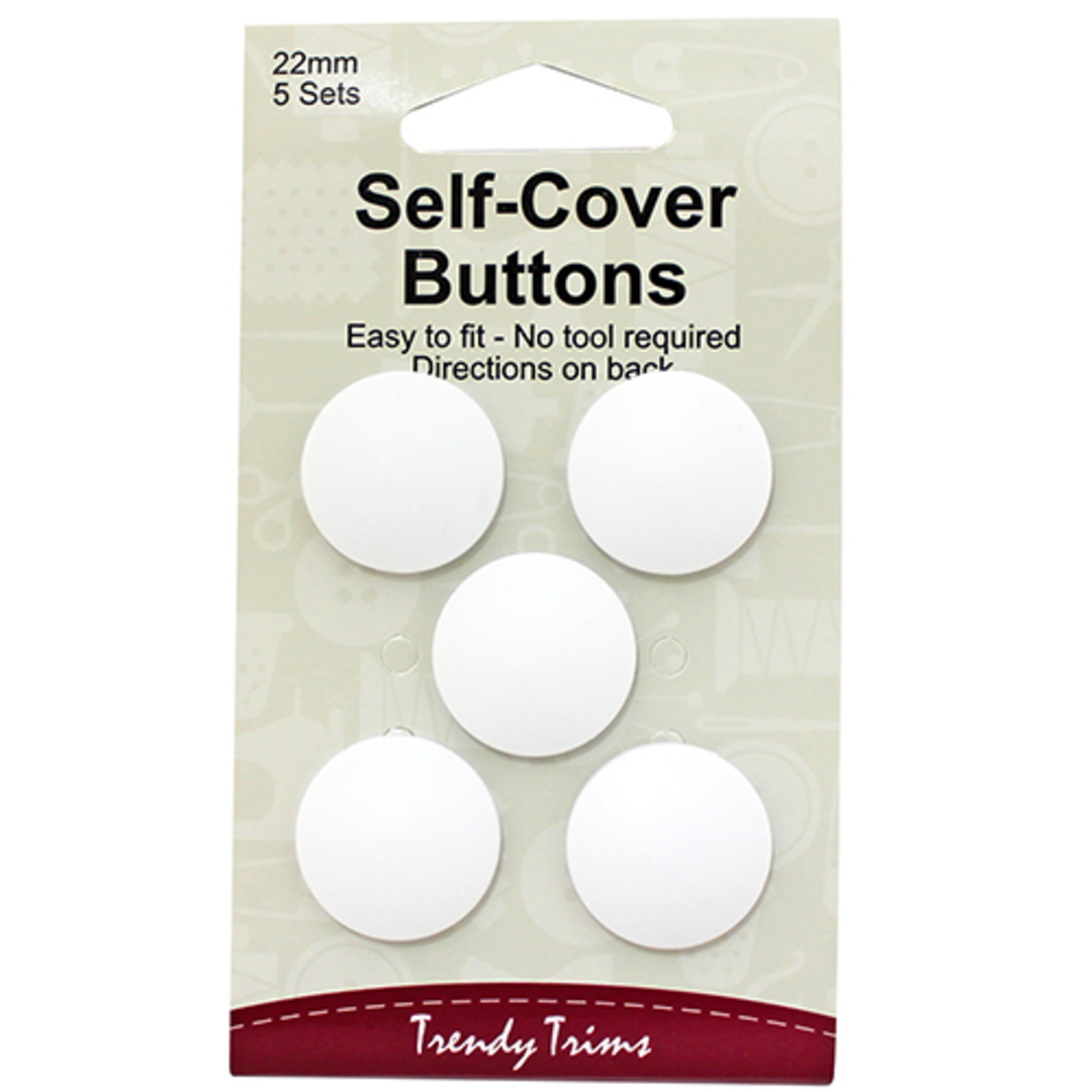 Self Cover Buttons White 19mm image 0