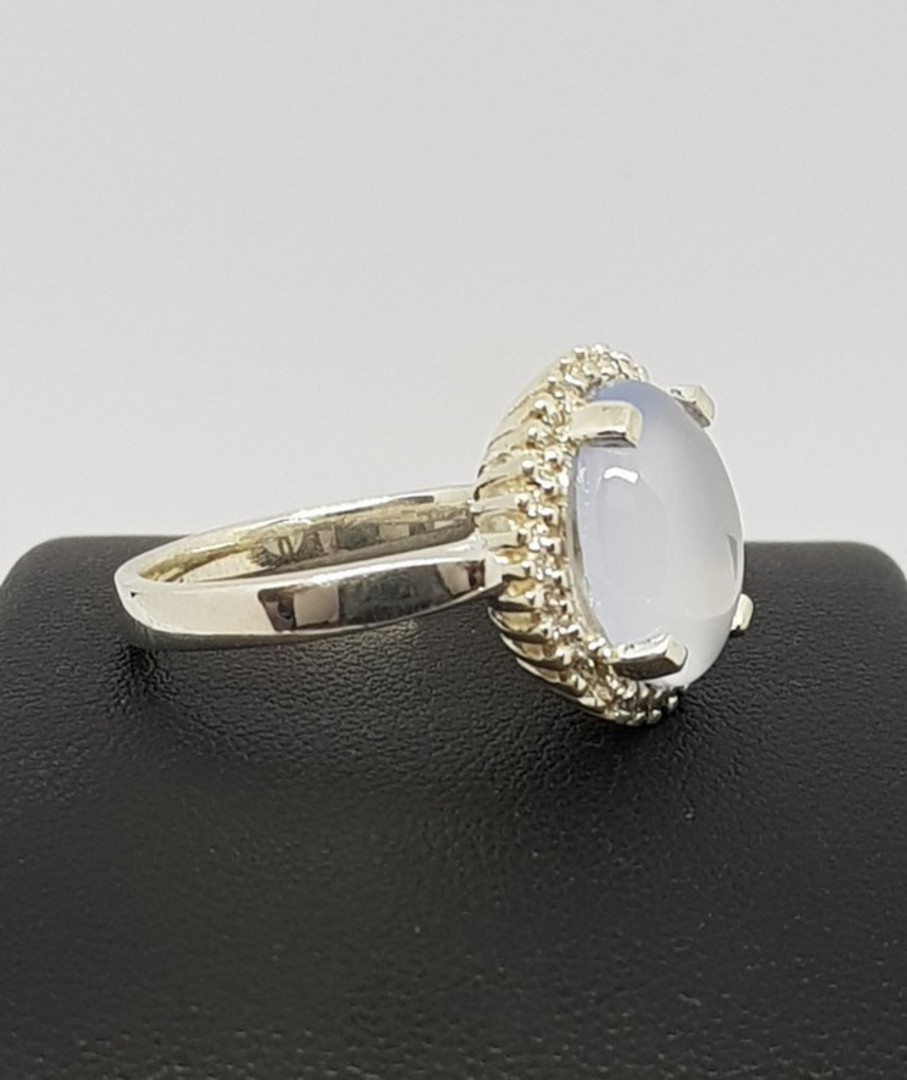 Sterling silver chalcedony ring - Size O image 3