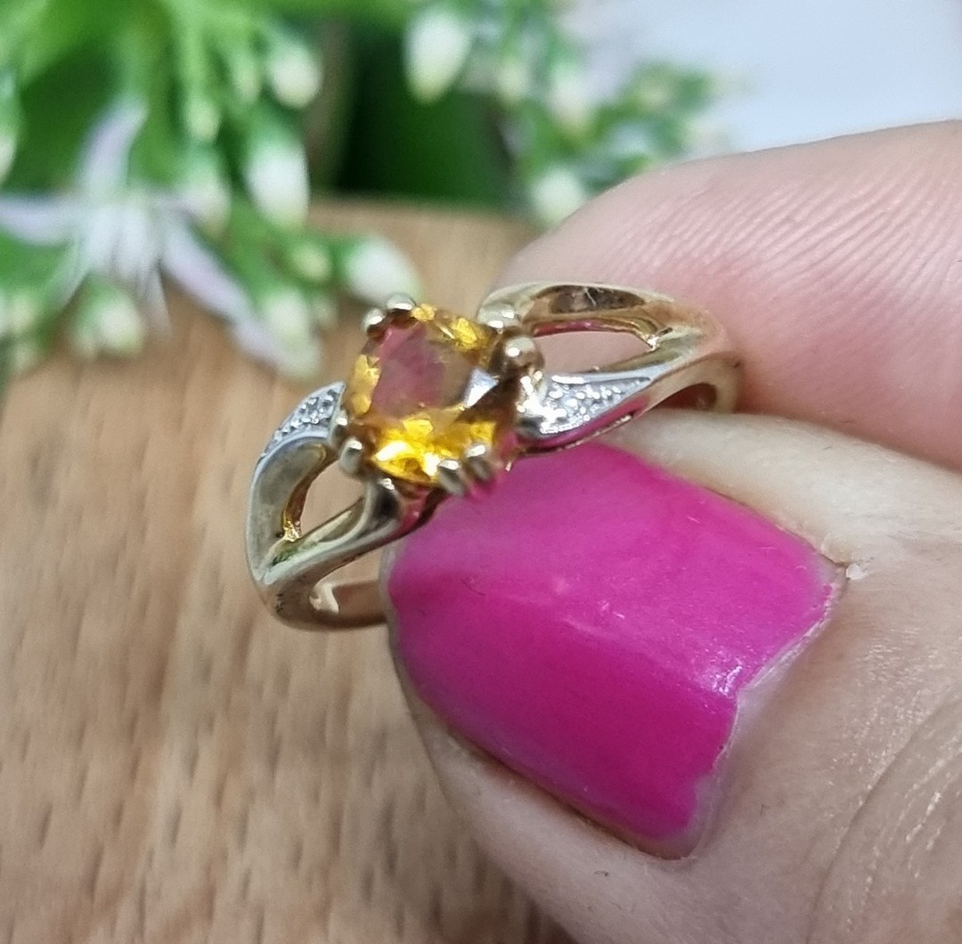 9ct yellow gold citrine and diamond ring image 7