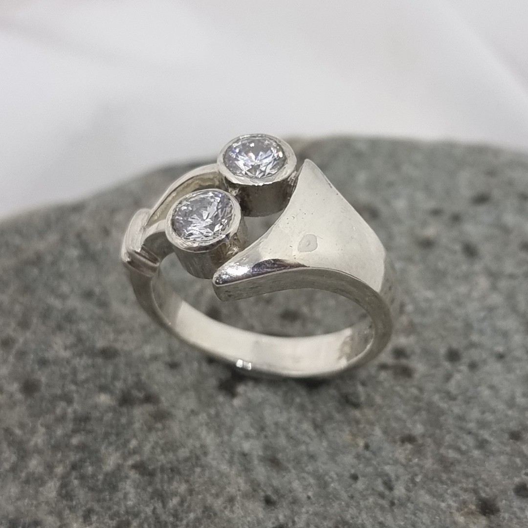 Sterling silver CZ gemstone ring, made in NZ image 2