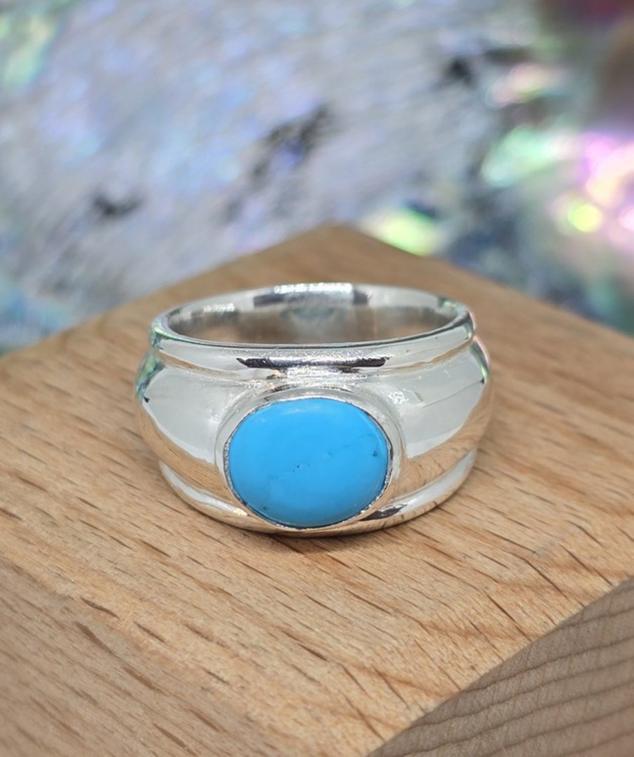 Sterling silver, wide band turquoise ring image 0