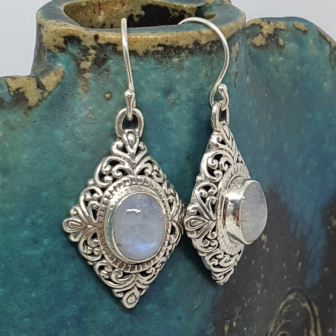 Sterling silver moonstone gemstone earrings image 0