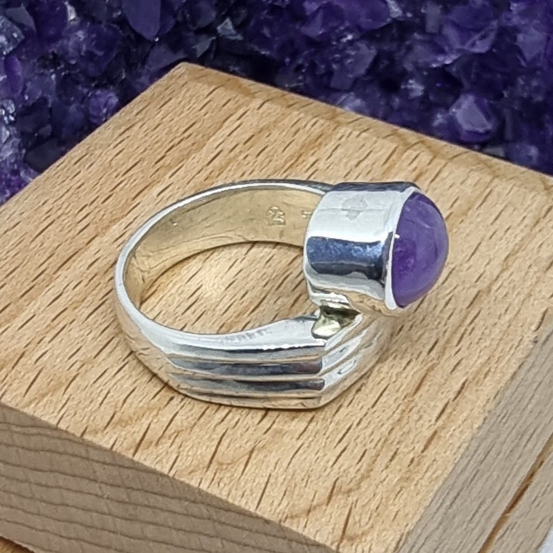 Sterling silver natural amethyst ring, made in NZ image 3