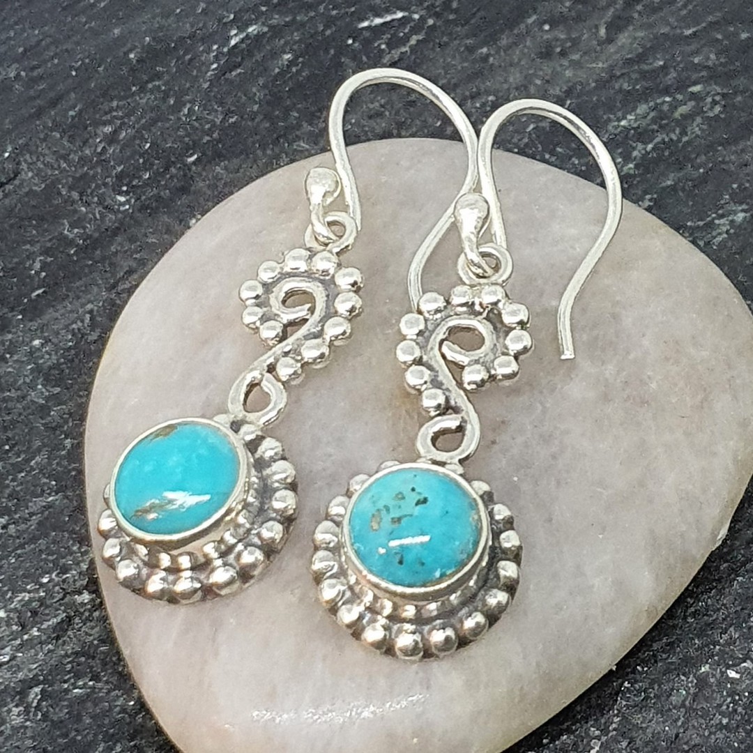 Sterling silver turquoise koru earrings image 0