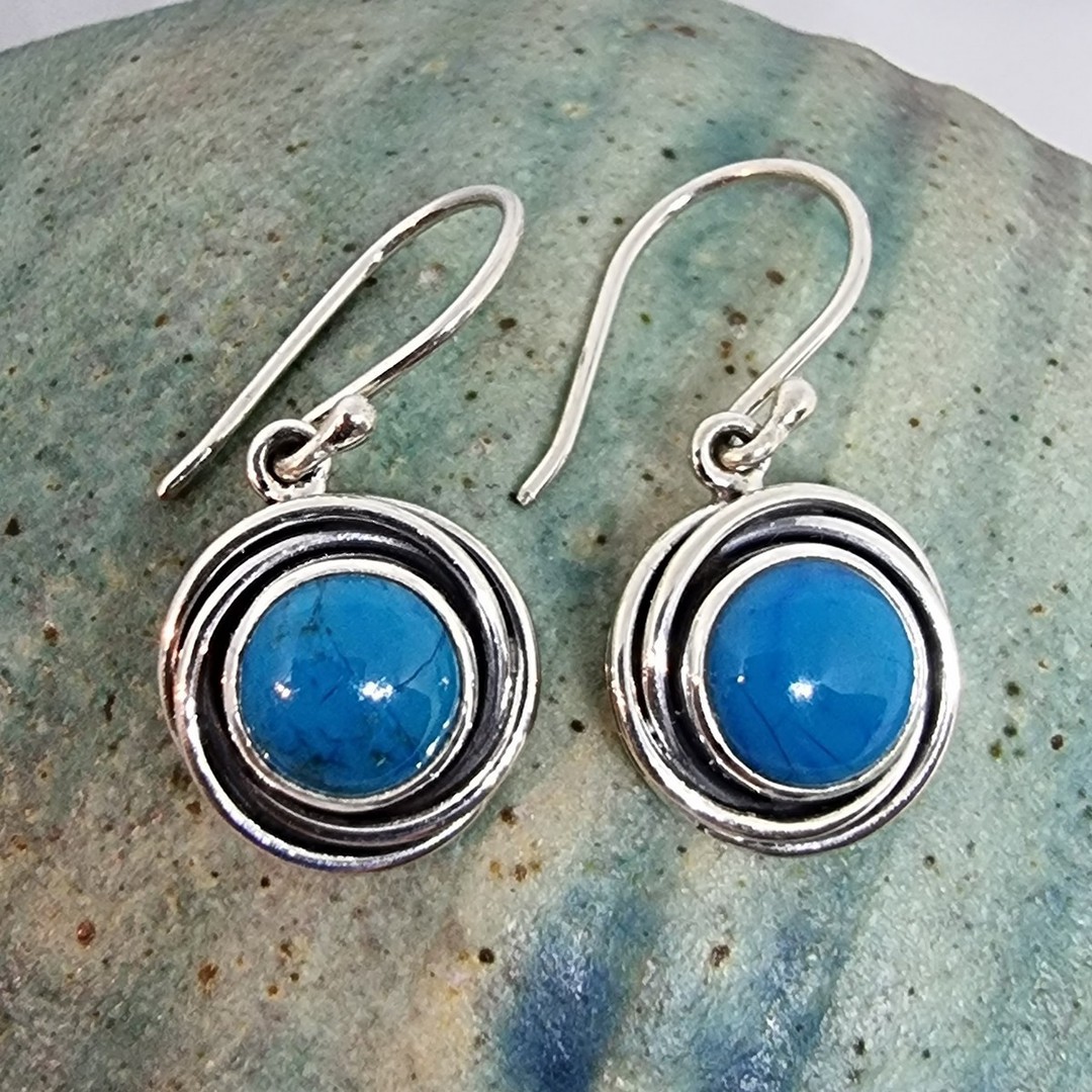 Sterling silver turquoise earrings, hook style image 0
