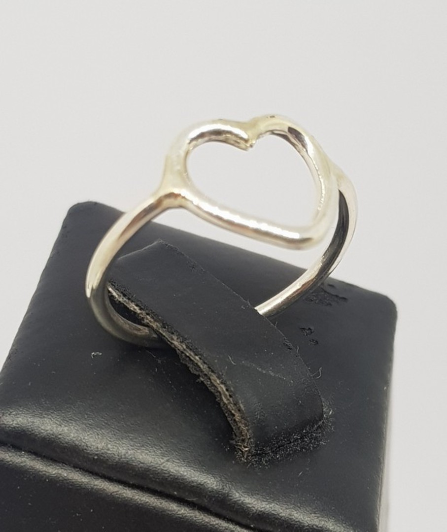 Sterling silver stacking ring with open heart - size J image 0