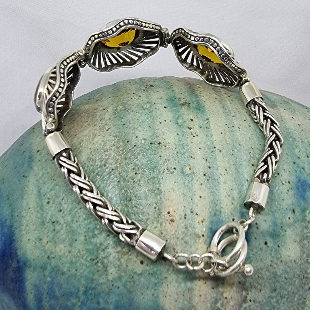 Stunning sterling silver bracelet with citrine gemstones image 1