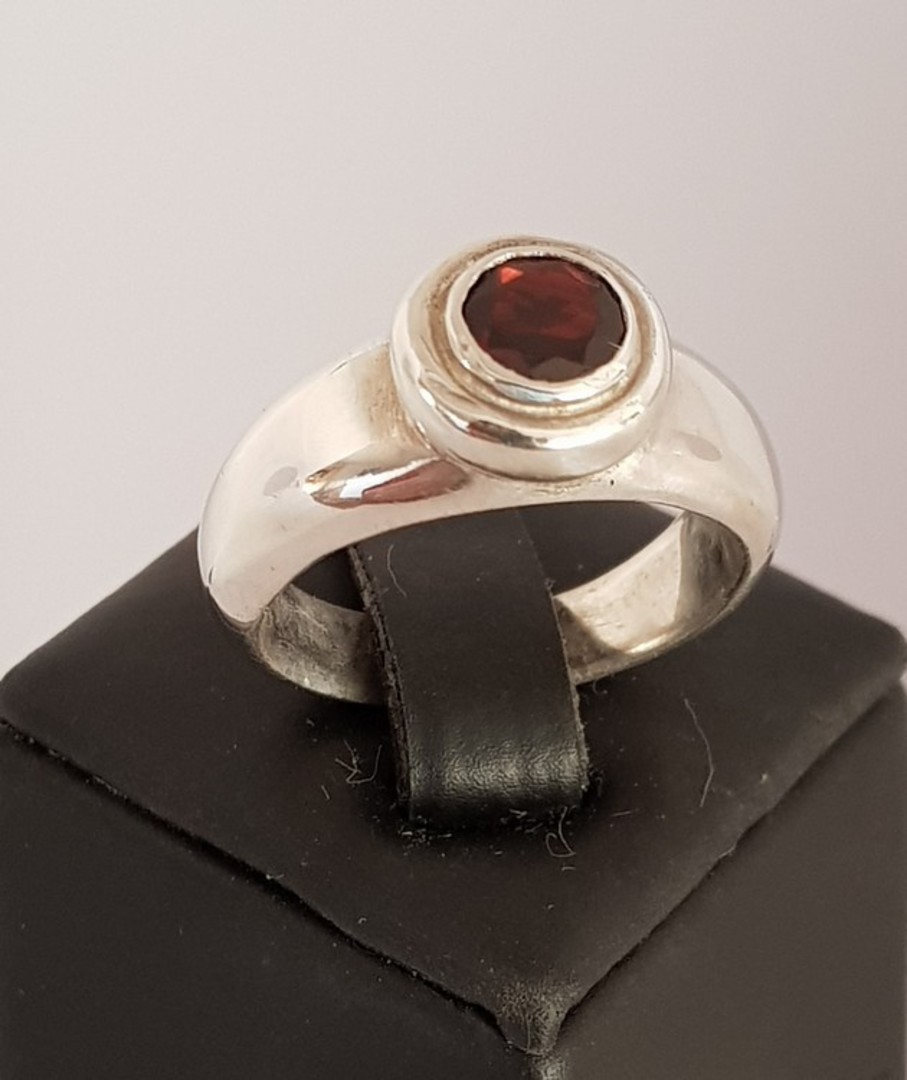 Sterling silver natural garnet ring - made in NZ image 0