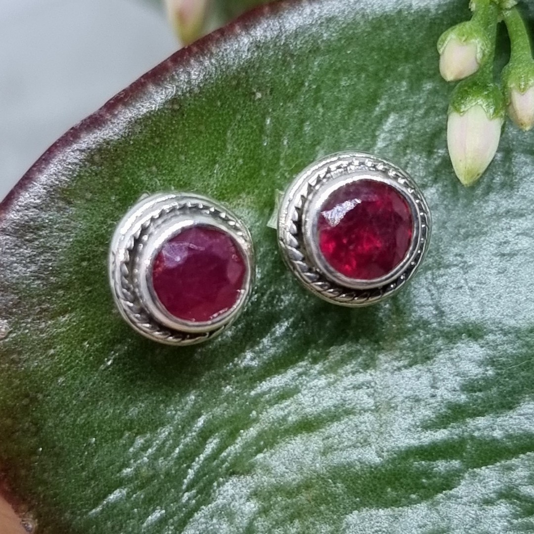Sterling silver ruby gemstone stud earrings image 0