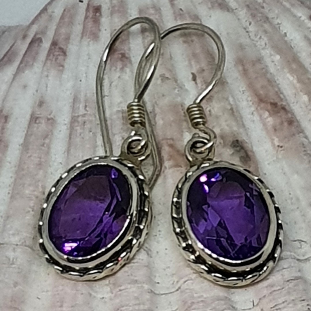 Sparkling sterling silver amethyst earrings image 0