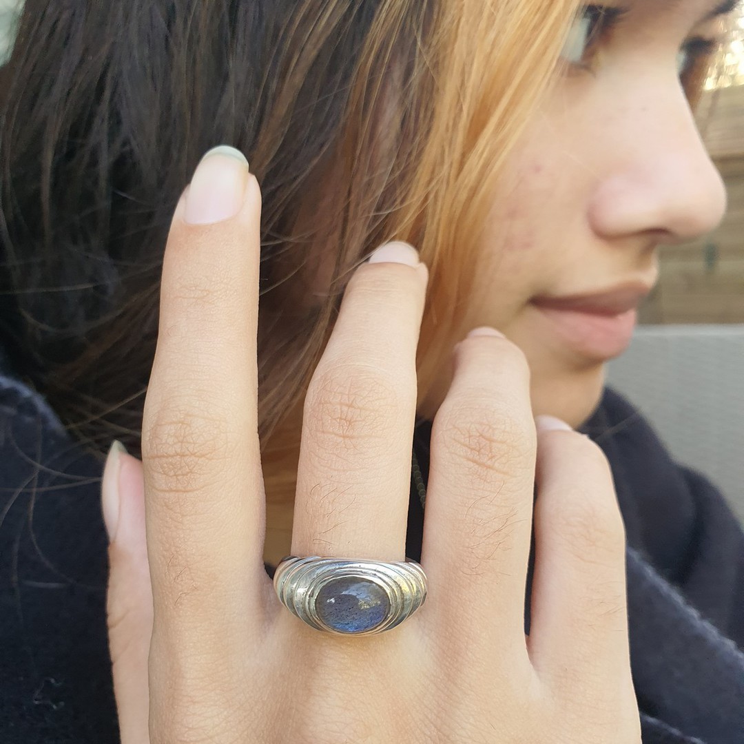 Labradorite ring, solid sterling silver image 2