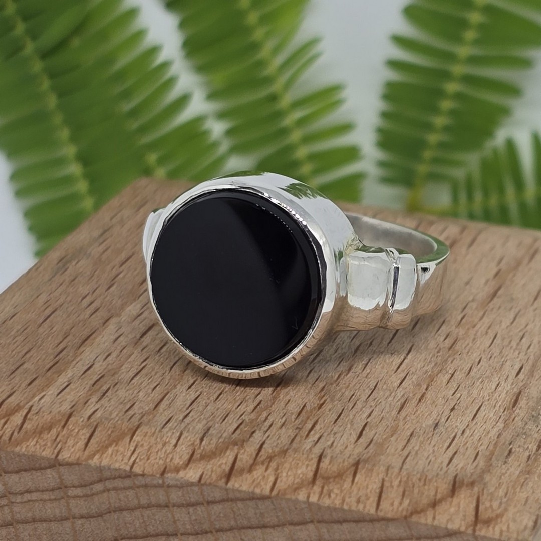 Sterling silver onyx ring - made in NZ image 0