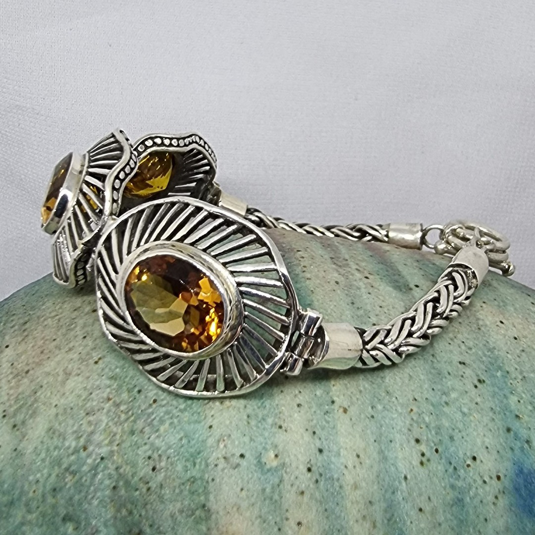 Stunning sterling silver bracelet with citrine gemstones image 5
