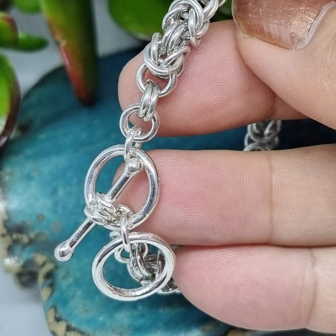 Sterling silver Byzantine linked chain bracelet image 3