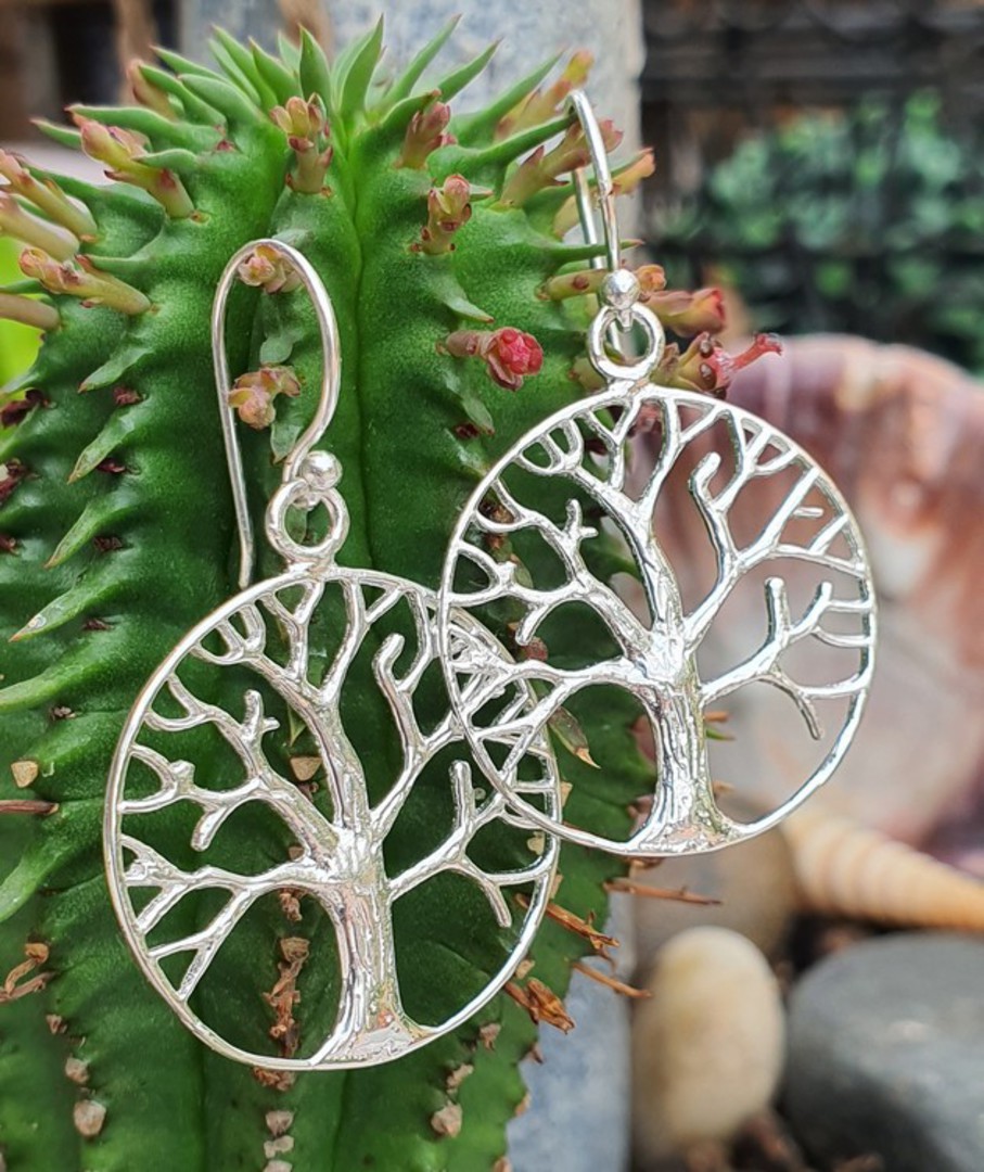 Sterling silver tree of life earrings image 0