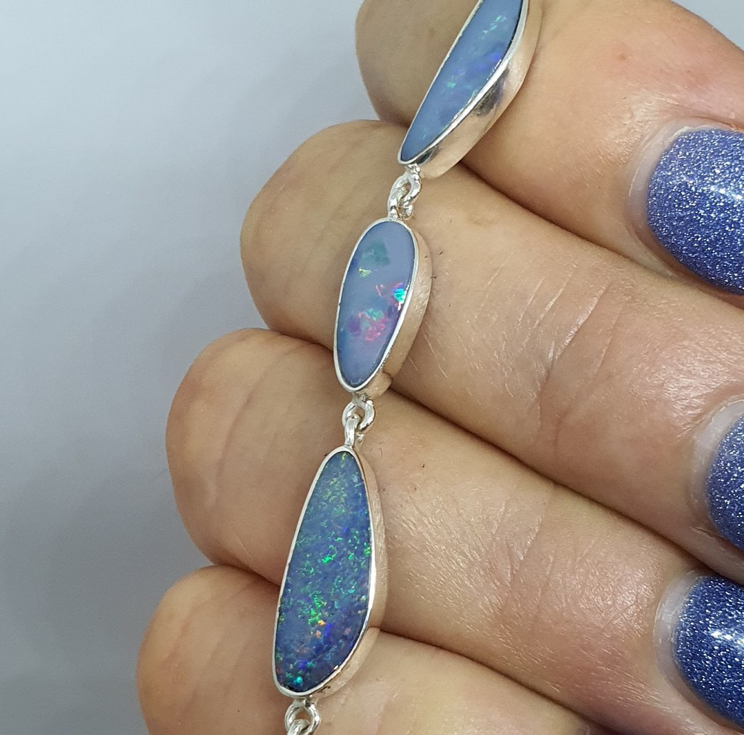 Delicate sterling silver opal bracelet image 2