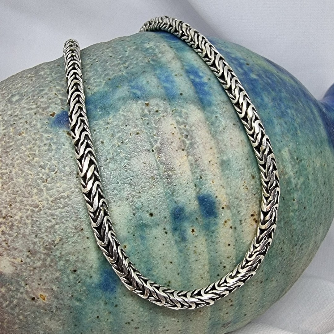 Sterling silver heavy woven chain, 45cms long image 2