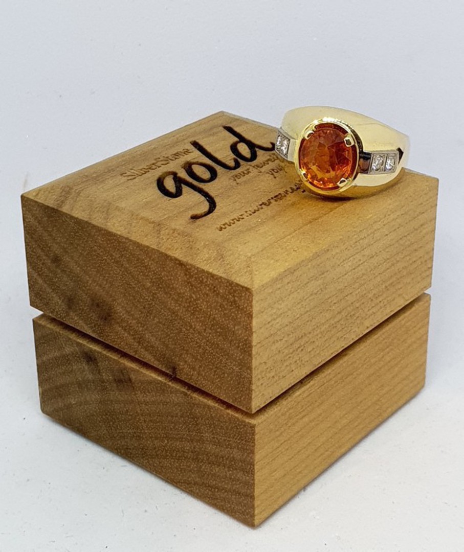 18ct yellow gold modern sapphire and diamond ring image 1