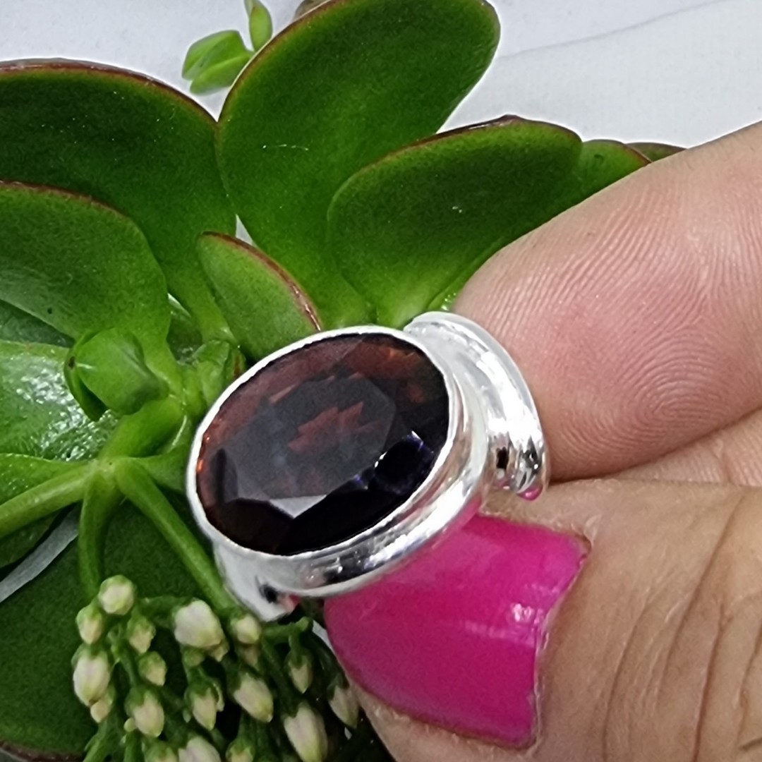 Silver ring with large oval garnet image 4