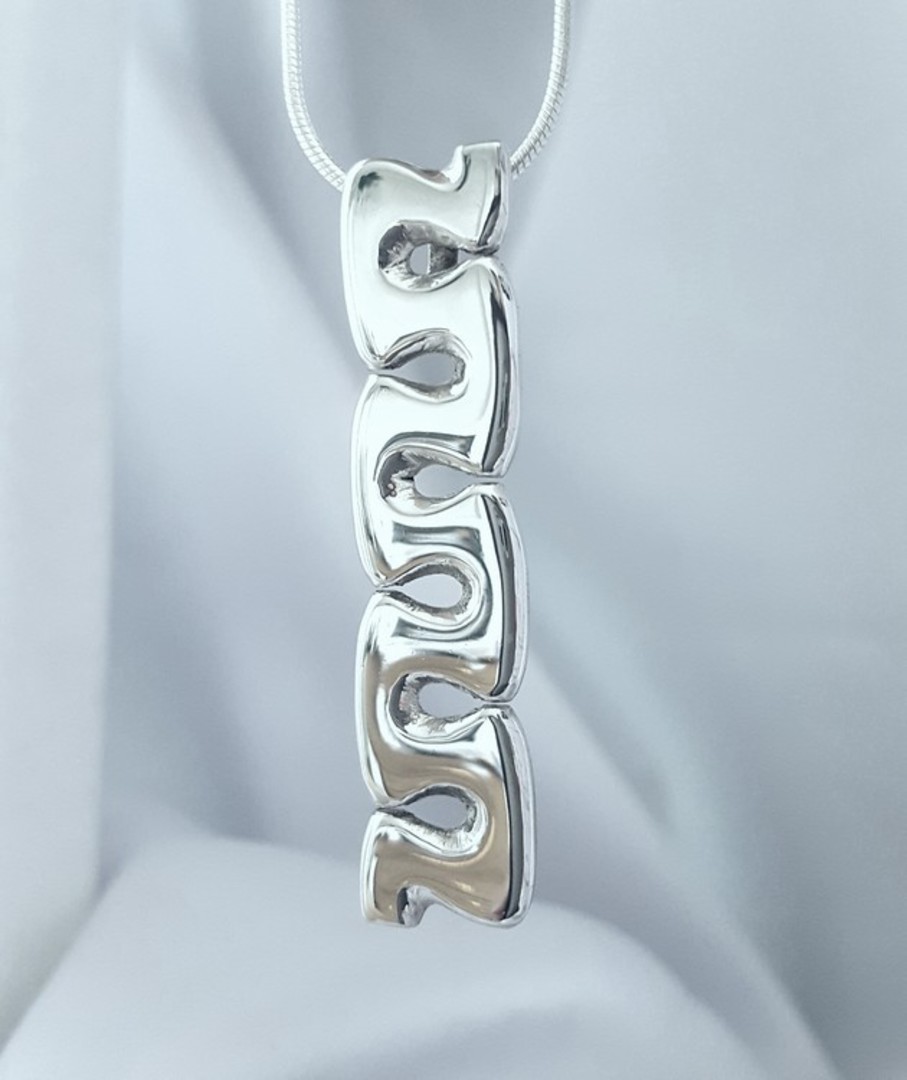 Curved wave of sterling silver pendant image 0