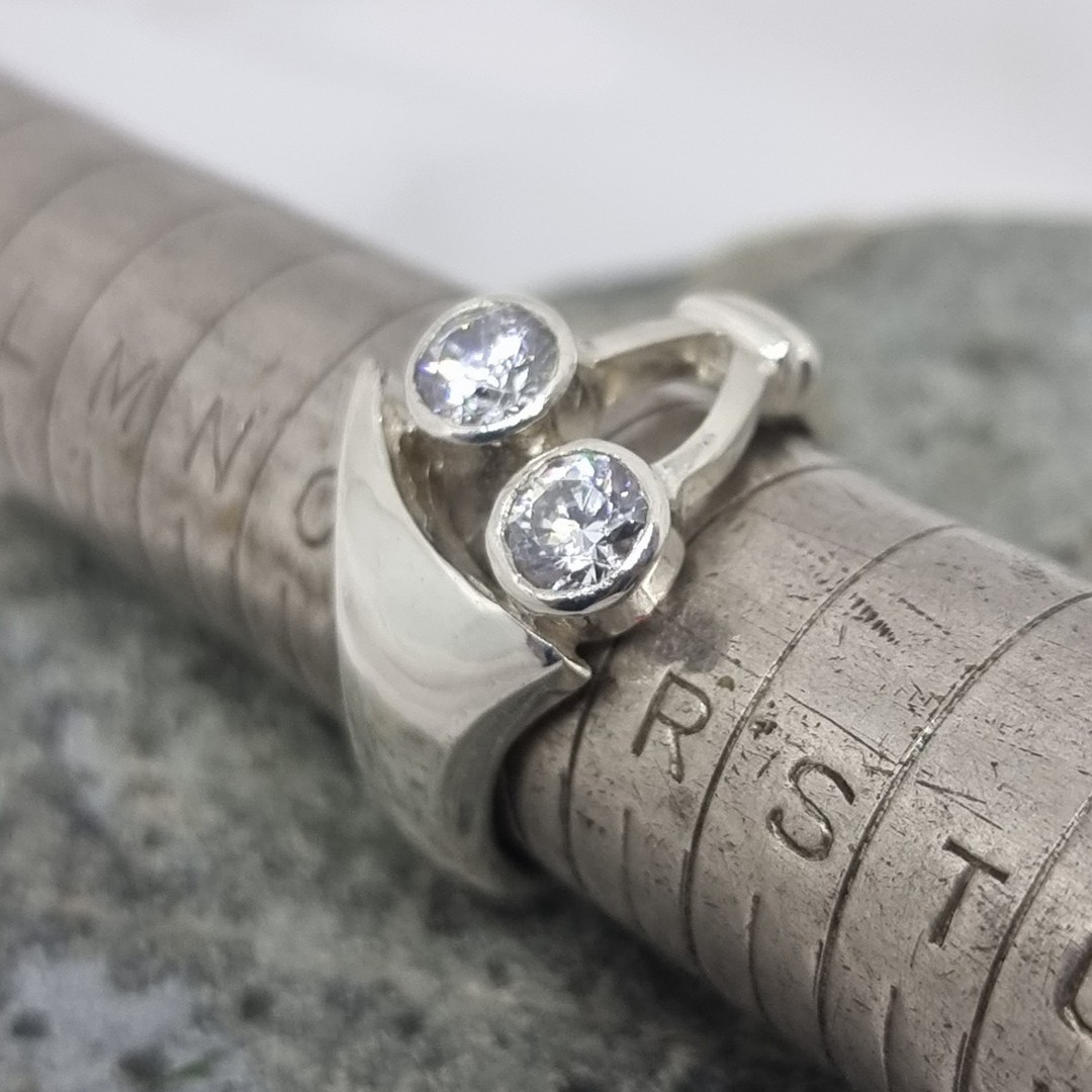 Sterling silver CZ gemstone ring, made in NZ image 1