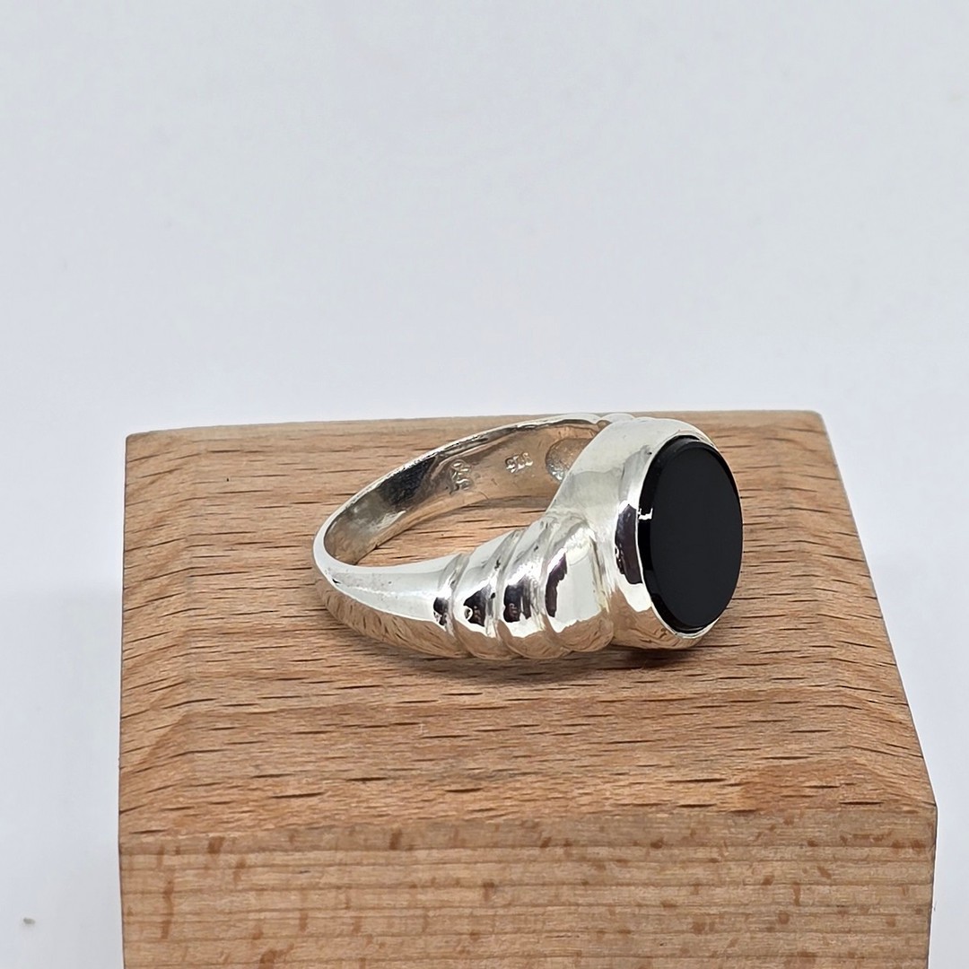 Sterling silver onyx ring - made in NZ image 1