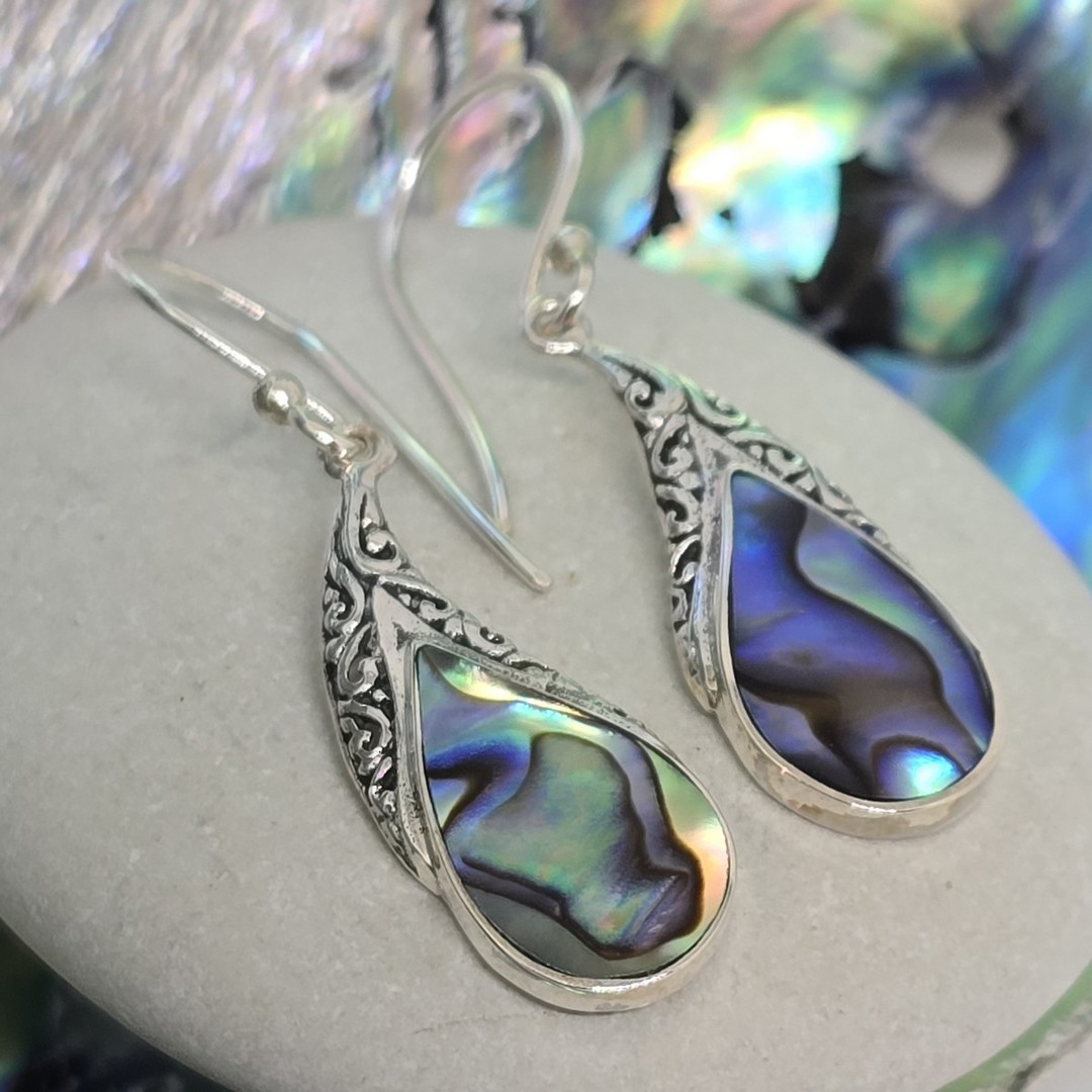 Sterling silver NZ paua earrings image 0