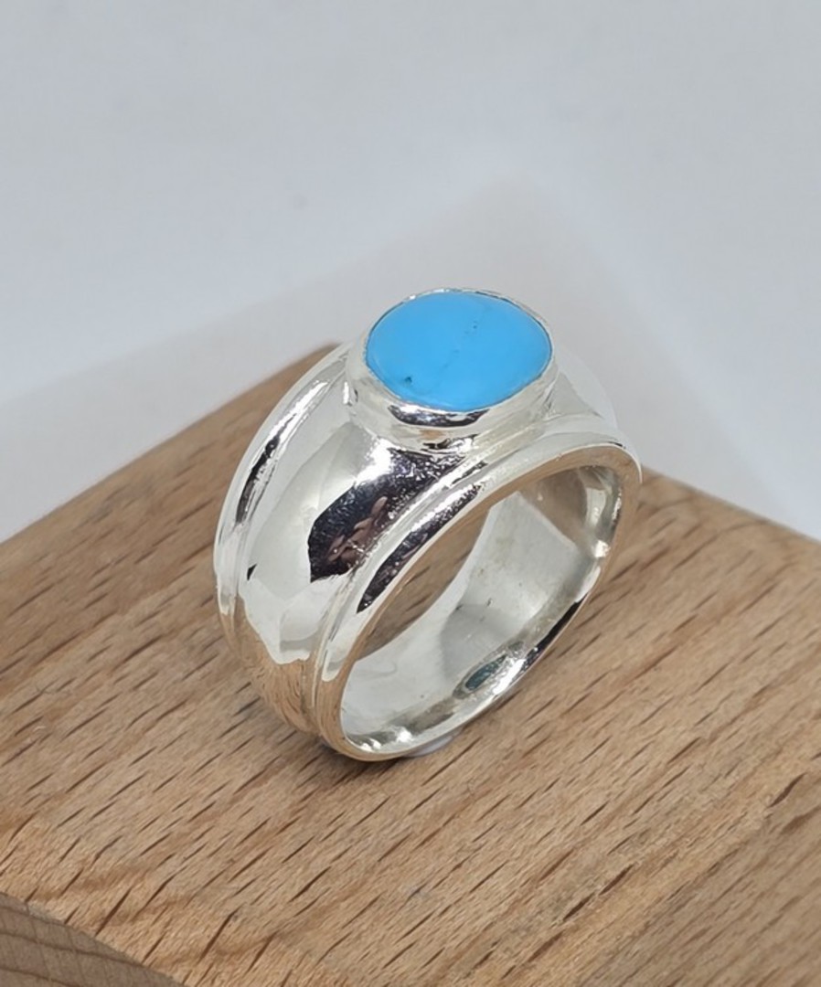 Sterling silver, wide band turquoise ring image 3
