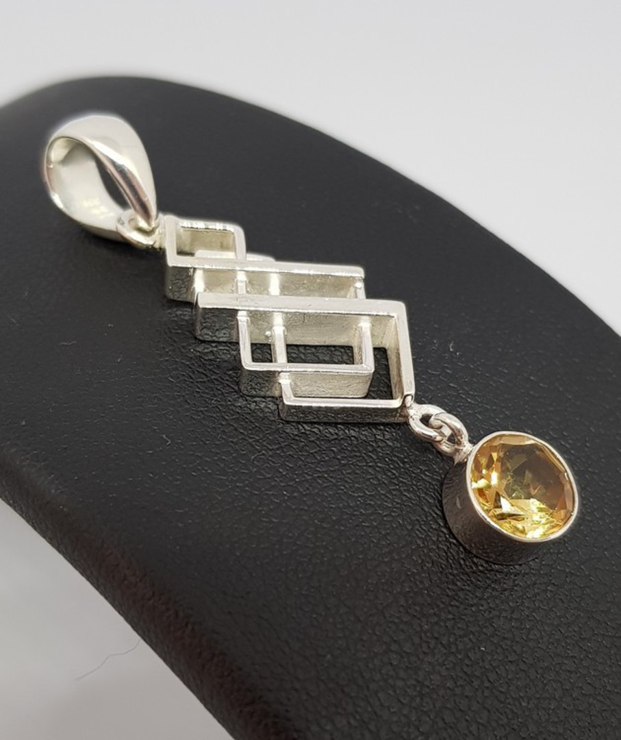 Silver pendant with citrine coloured gemstone image 1
