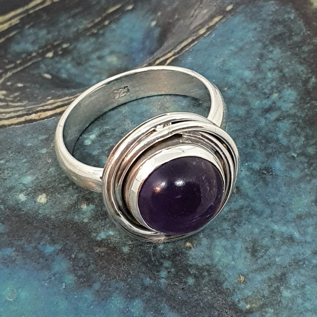 Sterling silver natural amethyst ring image 4