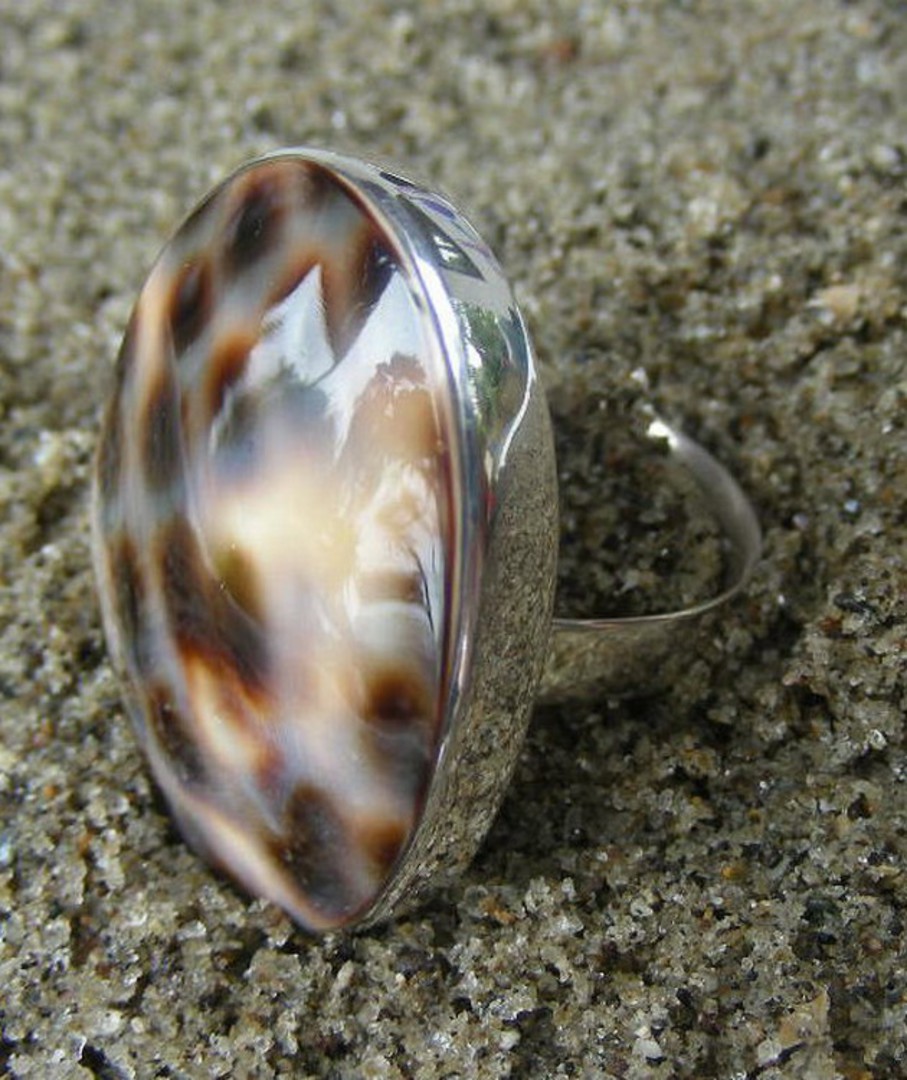 Cowrie Shell Silver Ring image 1