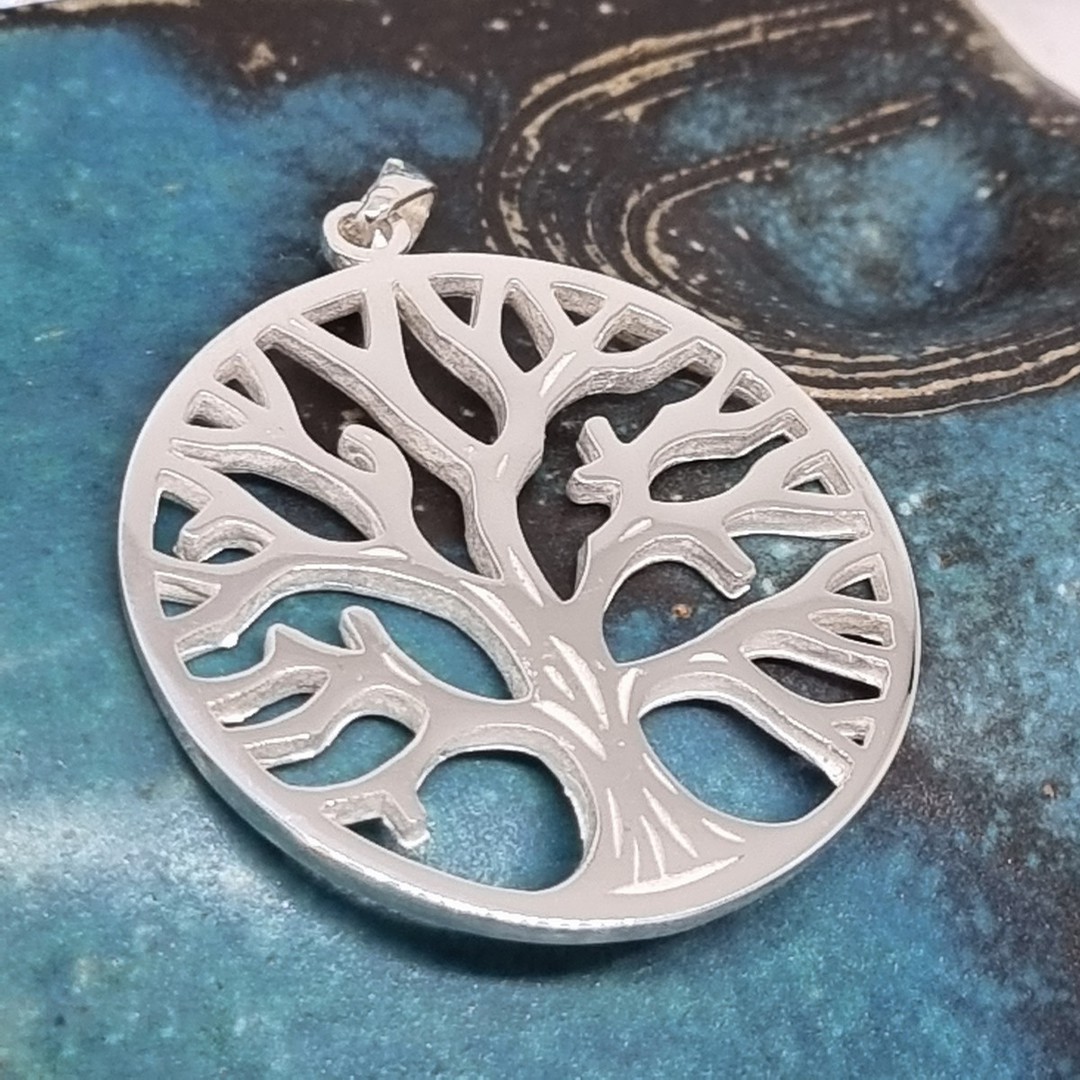 Large sterling silver tree of life pendant image 0