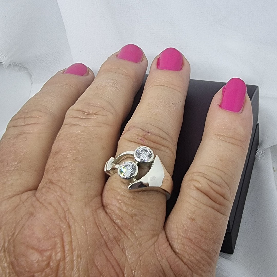 Sterling silver CZ gemstone ring, made in NZ image 3
