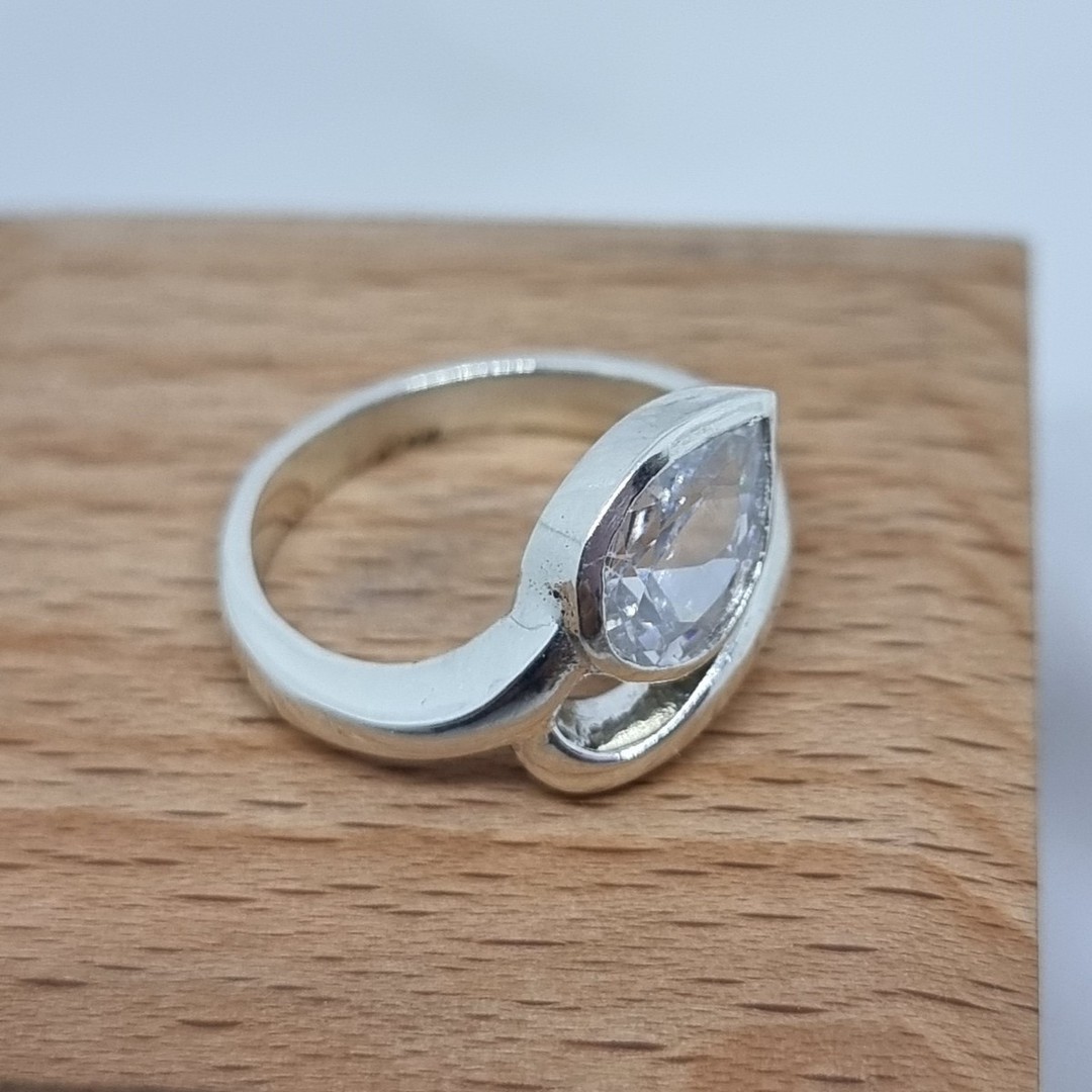 Silver ring with sparkling cz gemstone image 1