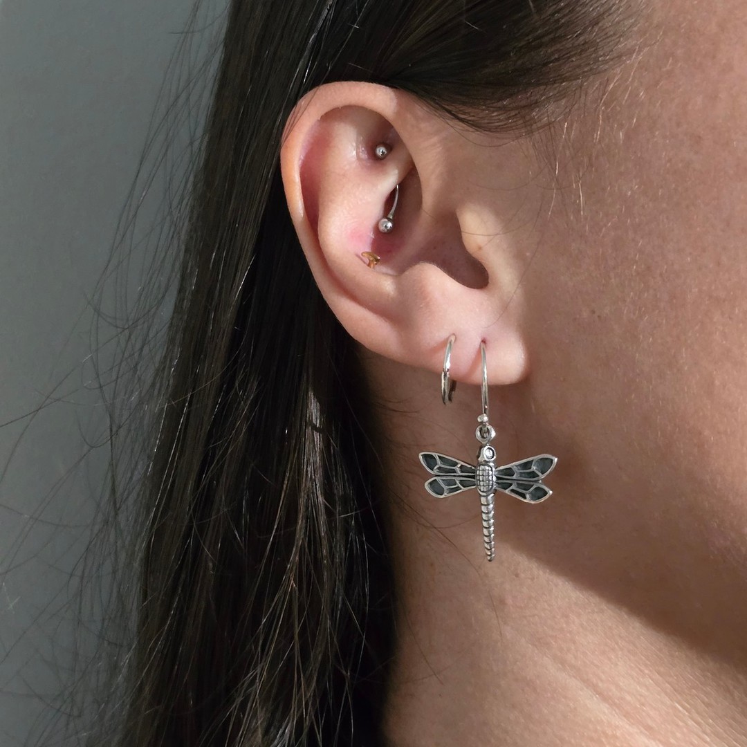 Silver Dragonfly earrings image 1