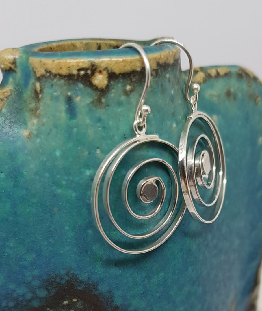 Round spiral earrings on hook image 3