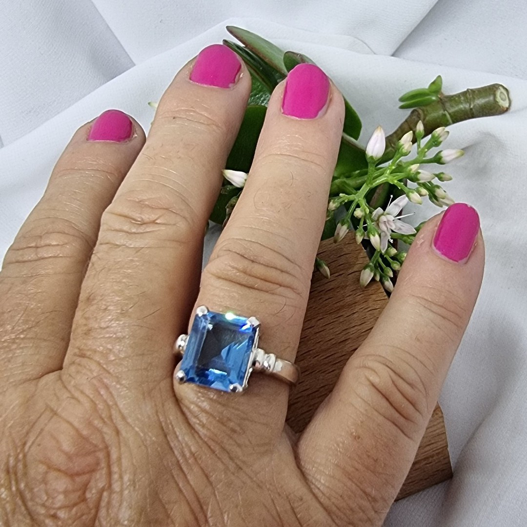 Silver blue topaz ring - NZ made image 1