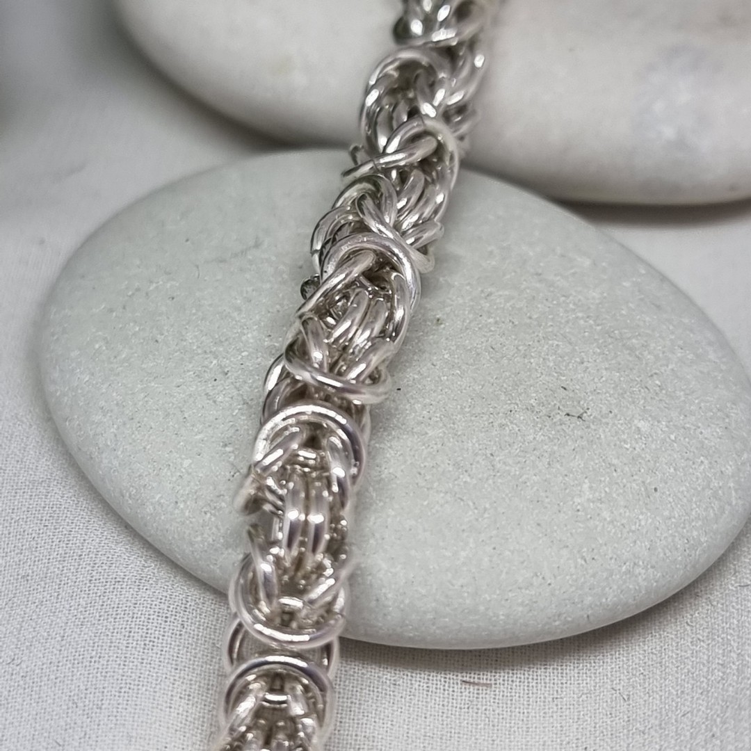 Sterling silver Byzantine linked chain bracelet image 2