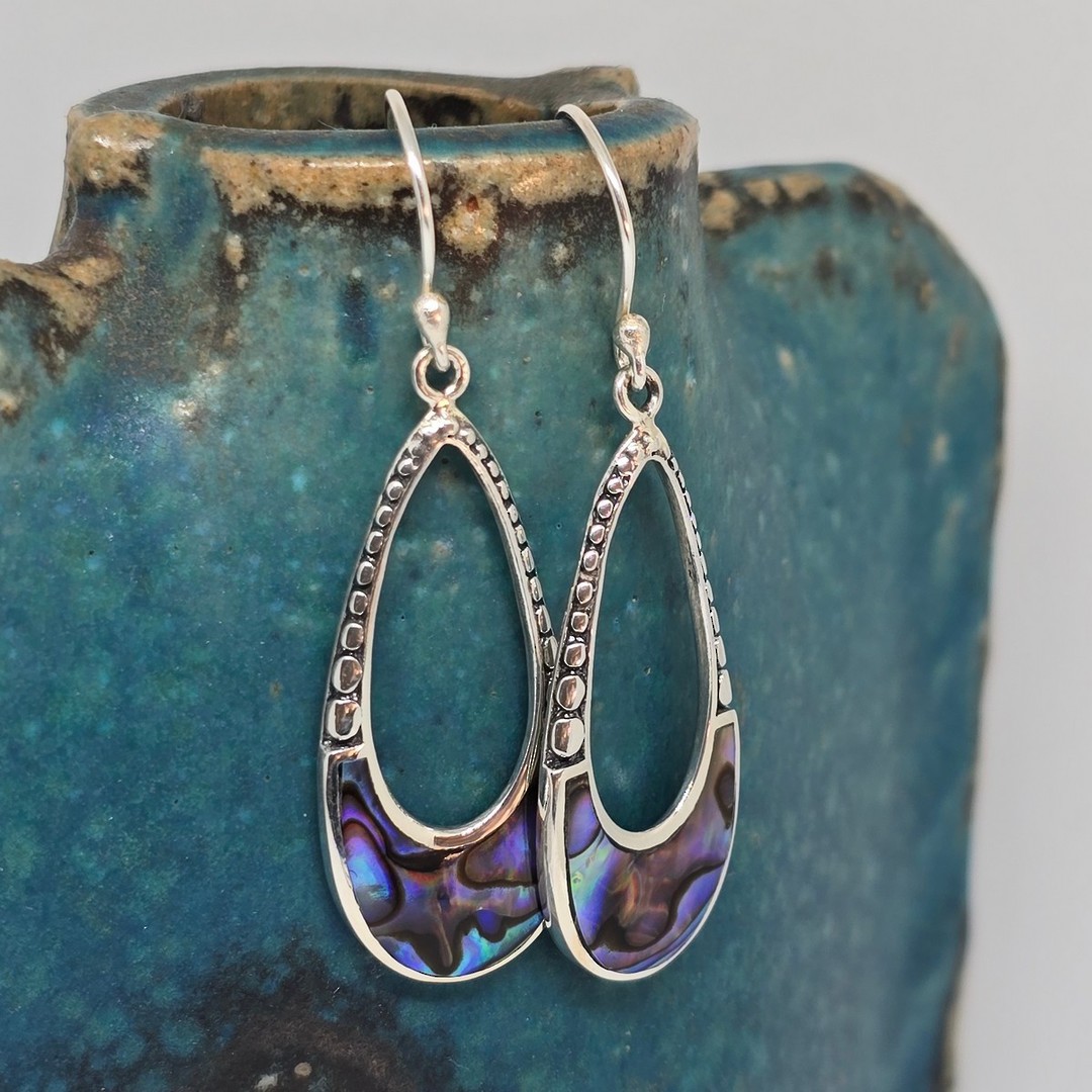 Silver paua shell earrings image 1