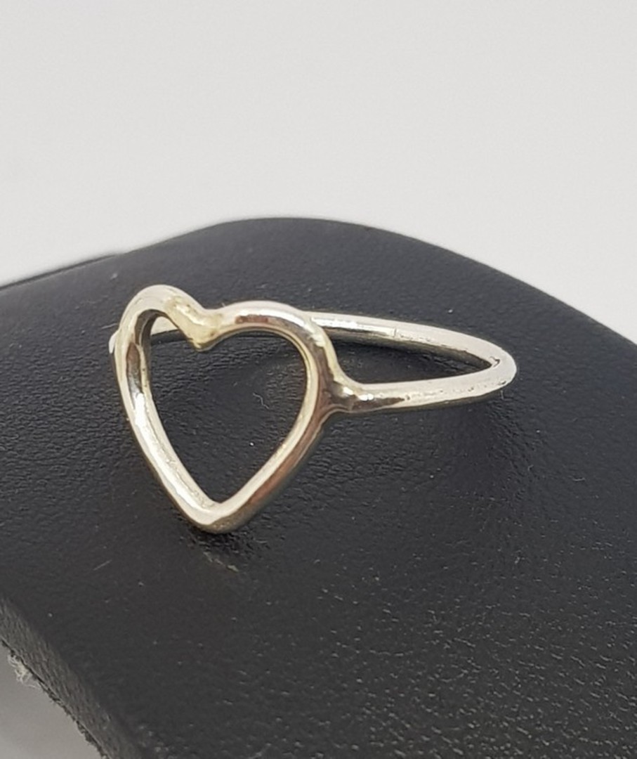 Sterling silver stacking ring with open heart - size J image 1