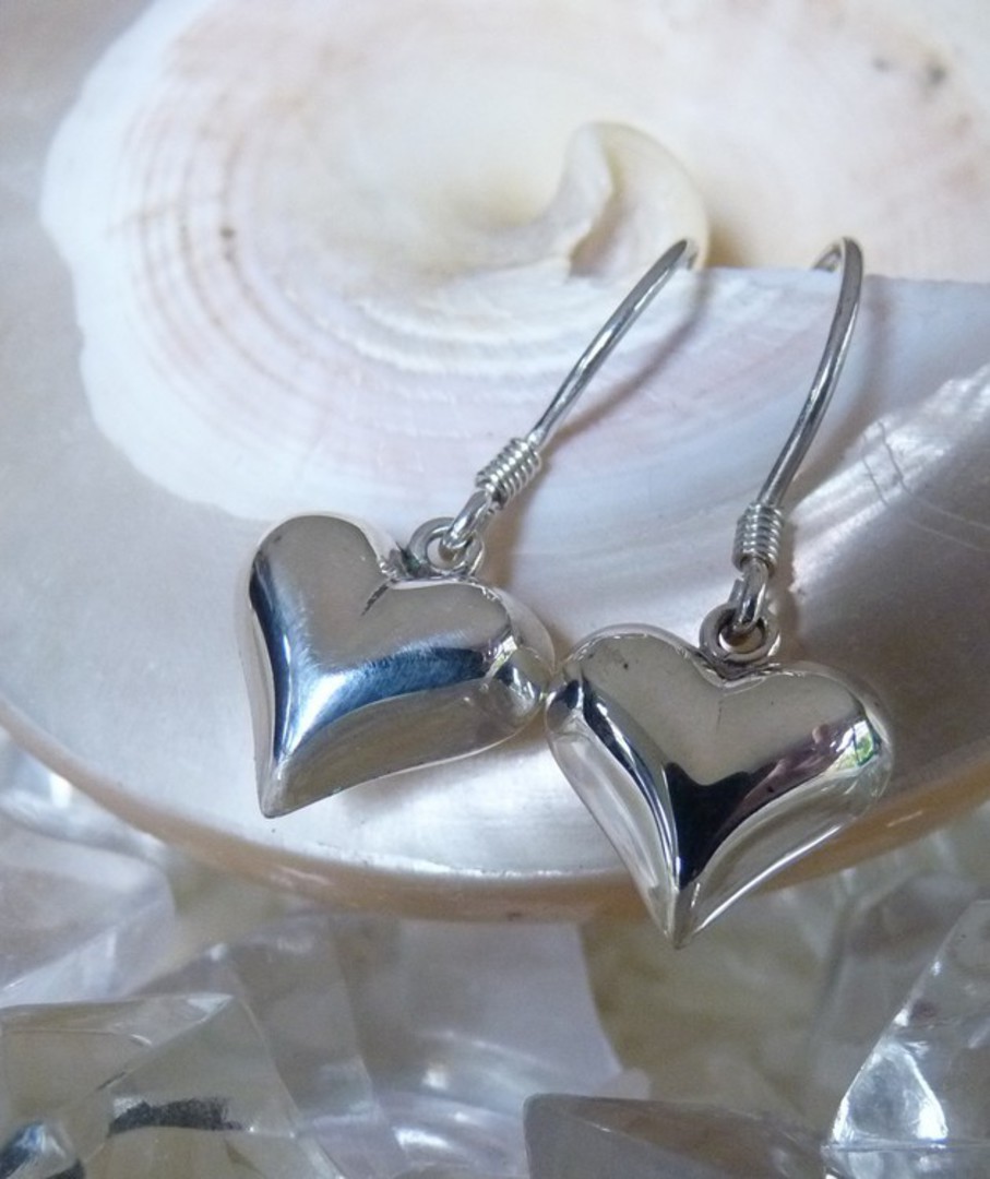 Sterling Silver 3D Heart Earrings - back in stock image 0