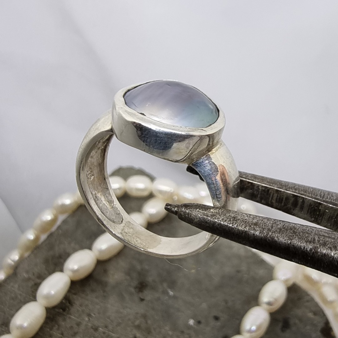 Chunky silver pearl ring, made in NZ image 4