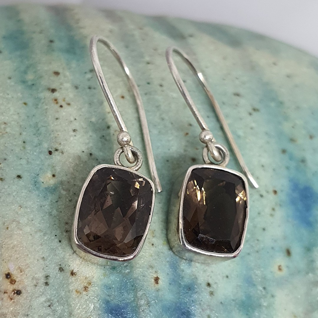 Smoky quartz silver earrings - last pair image 1