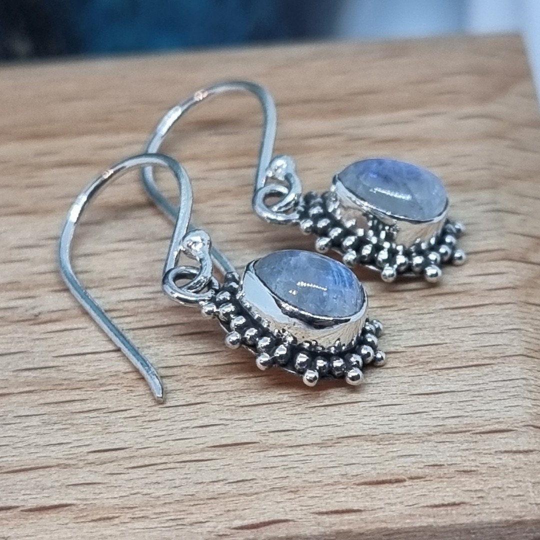 Silver teardrop moonstone earrings image 2