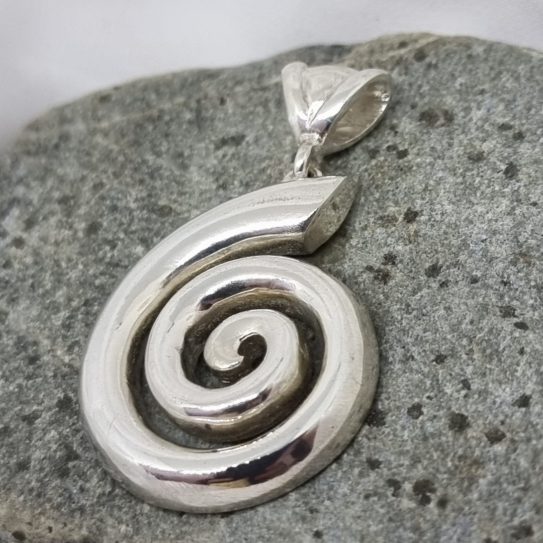 Solid silver koru pendant - made in NZ image 5