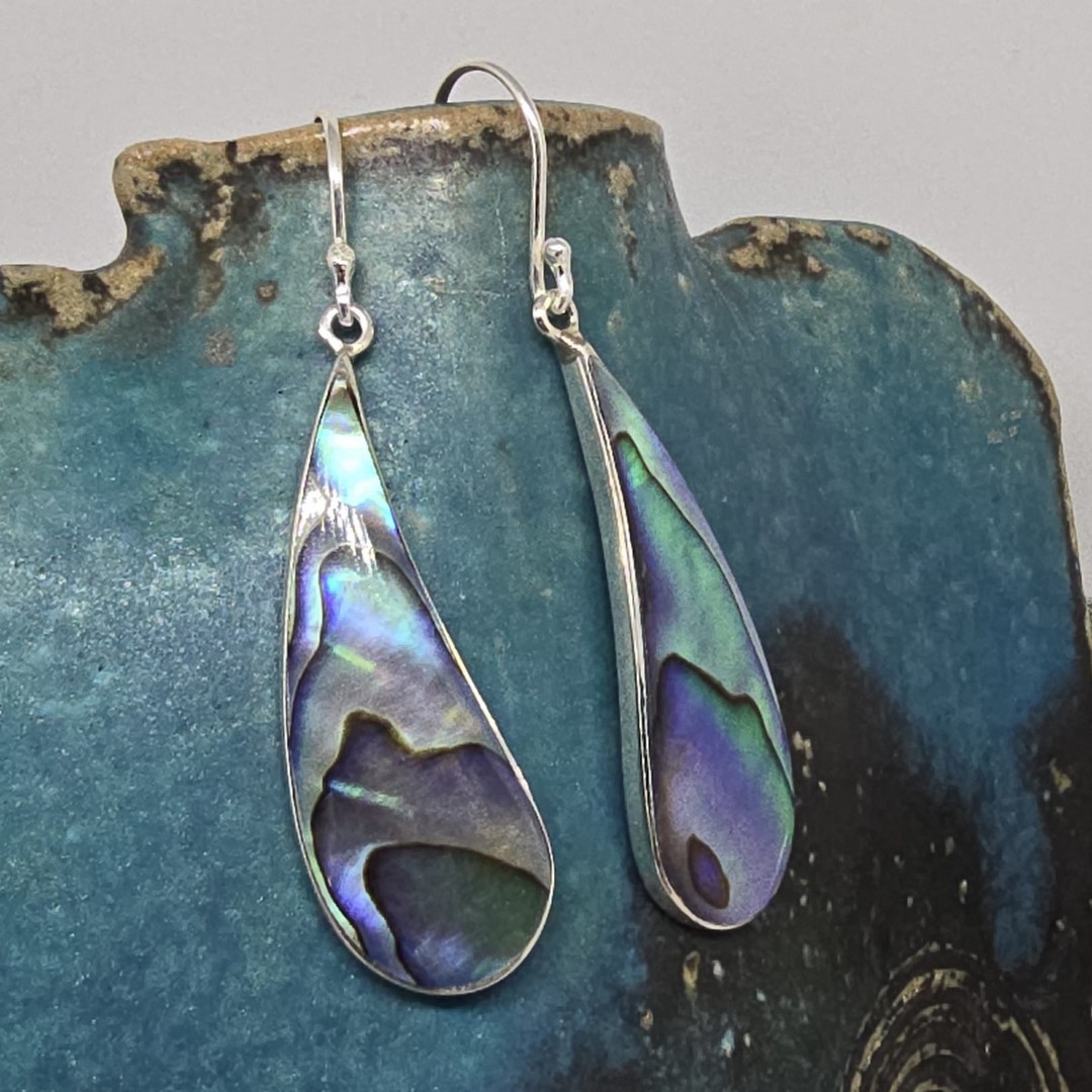 Silver paua shell earrings image 1