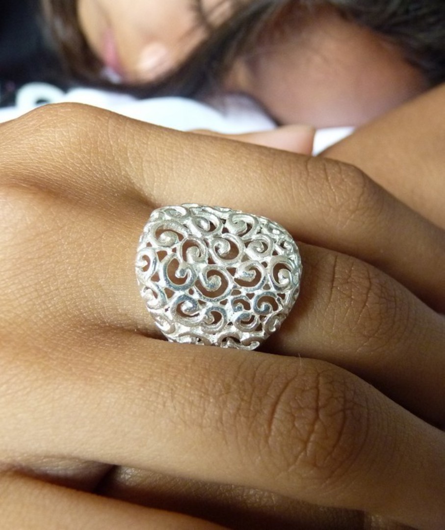 Stunning style silver filigree ring image 2