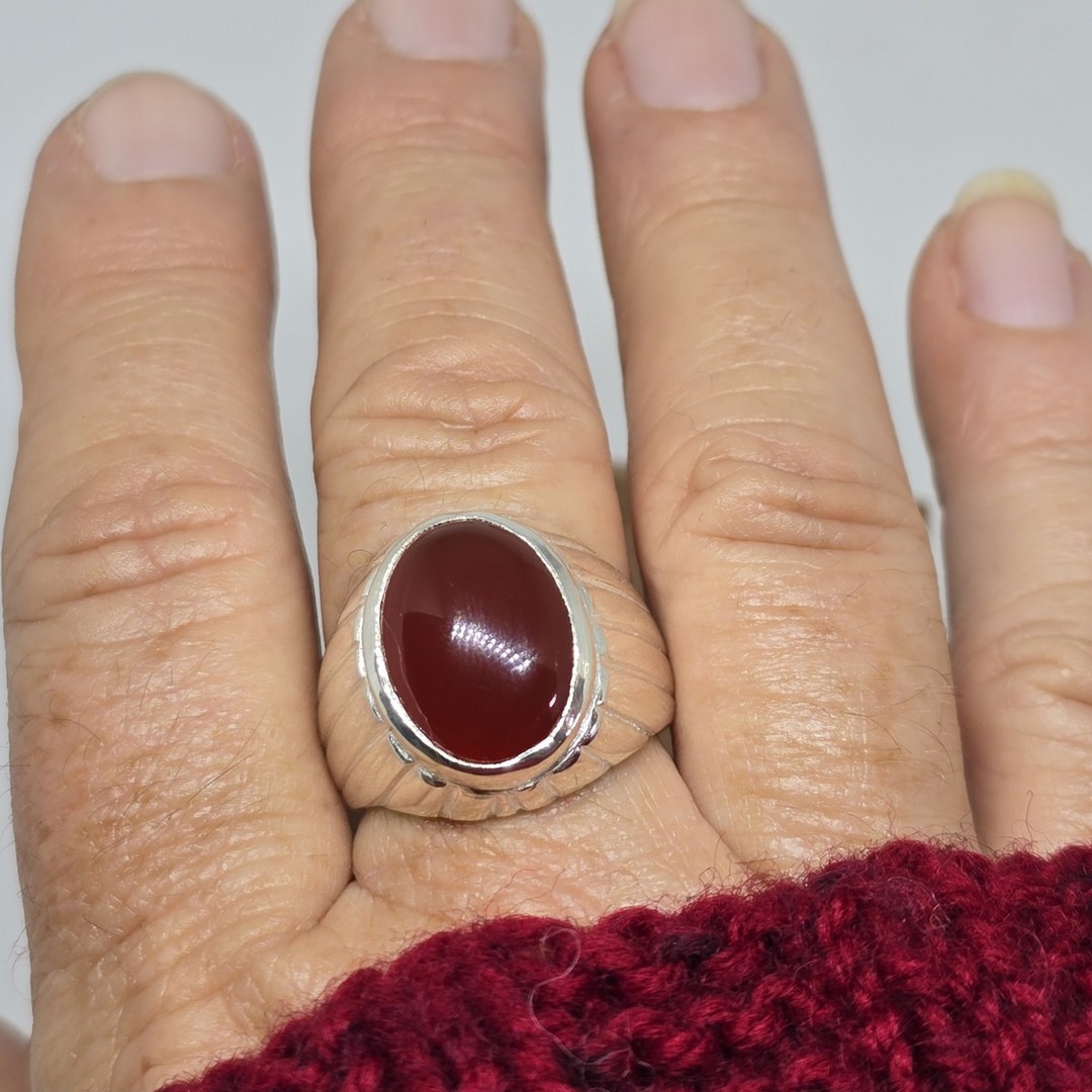 Chunky sterling silver carnelian ring image 3