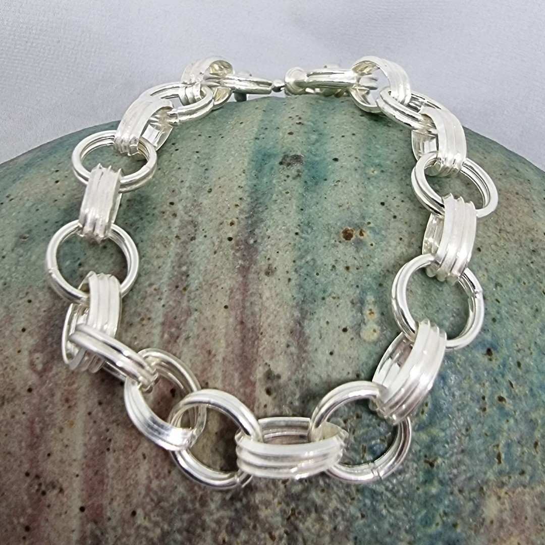 Sterling silver hollow linked belcher bracelet image 0