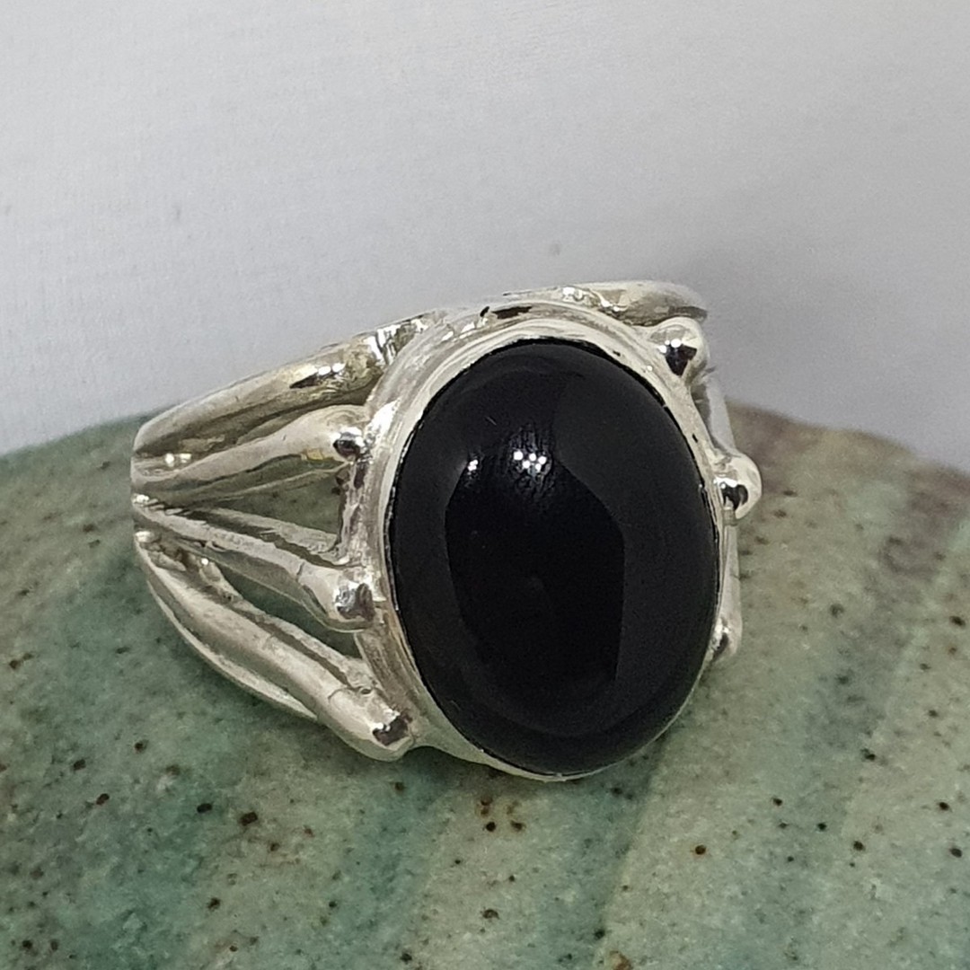 Made in New Zealand, sterling silver onyx gemstone ring image 2